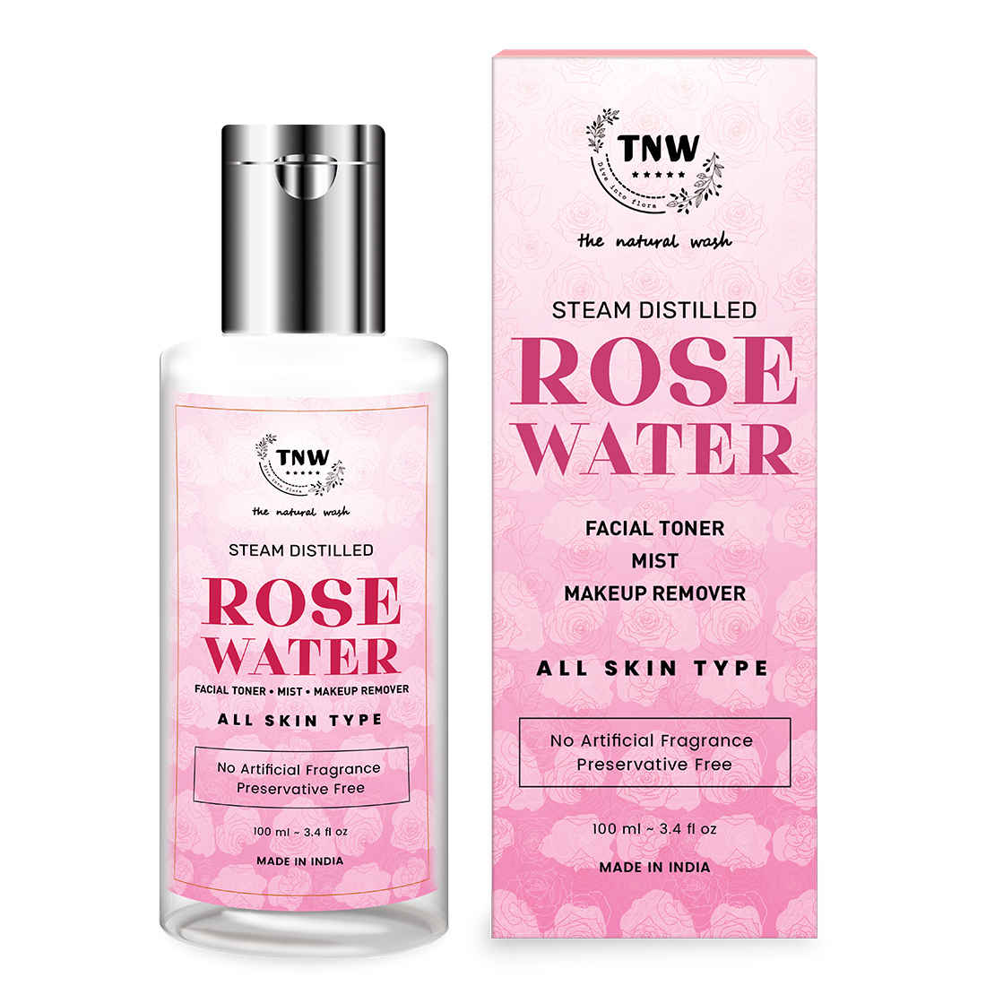 Buy TNW The Natural Wash Steam Distilled Rose Water- Facial Toner Mist and Makeup Remover (100 ml) - Purplle