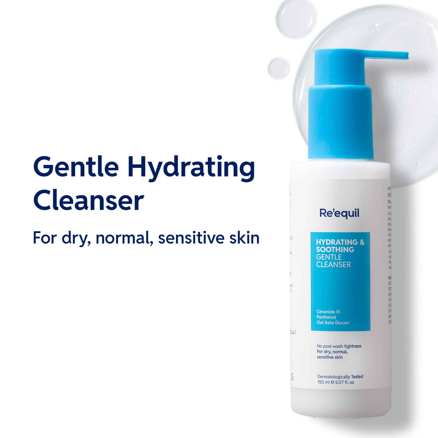 Buy Re'equil Hydrating & Soothing Gentle Cleanser | For dry, normal, sensitive skin | Creamy Low Foaming Face Wash | Clears dirt, impurities & hydrates skin (150 ml) - Purplle