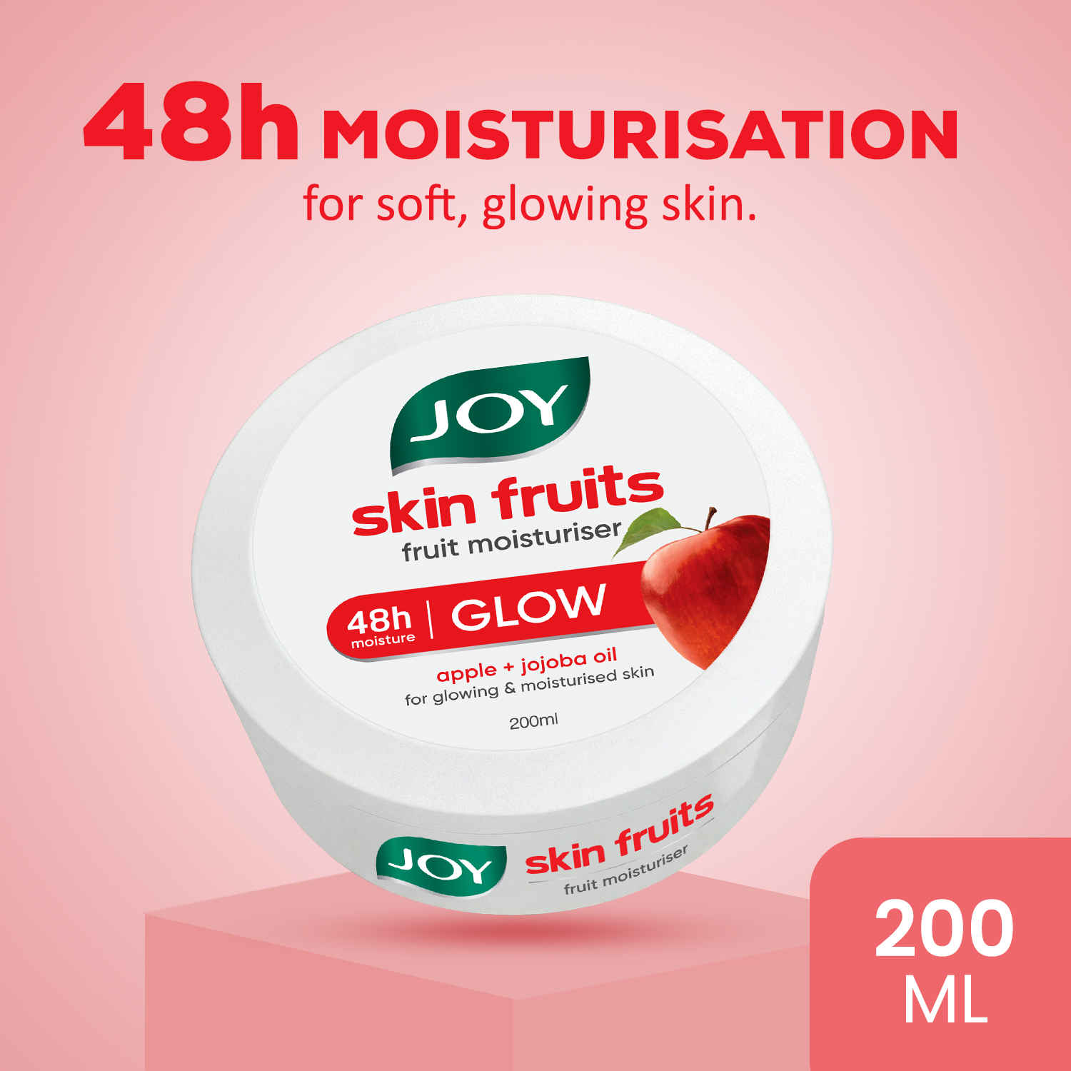 Buy Joy Skin Fruits Moisturizing Skin Cream With Apple, Jojoba & Almond Oil (200 ml) | 48h Moisture | Quick Absorbing & Non Sticky Moisturizer for Face, Hands & Body | For Healthy, Soft & Glowing Skin - Purplle