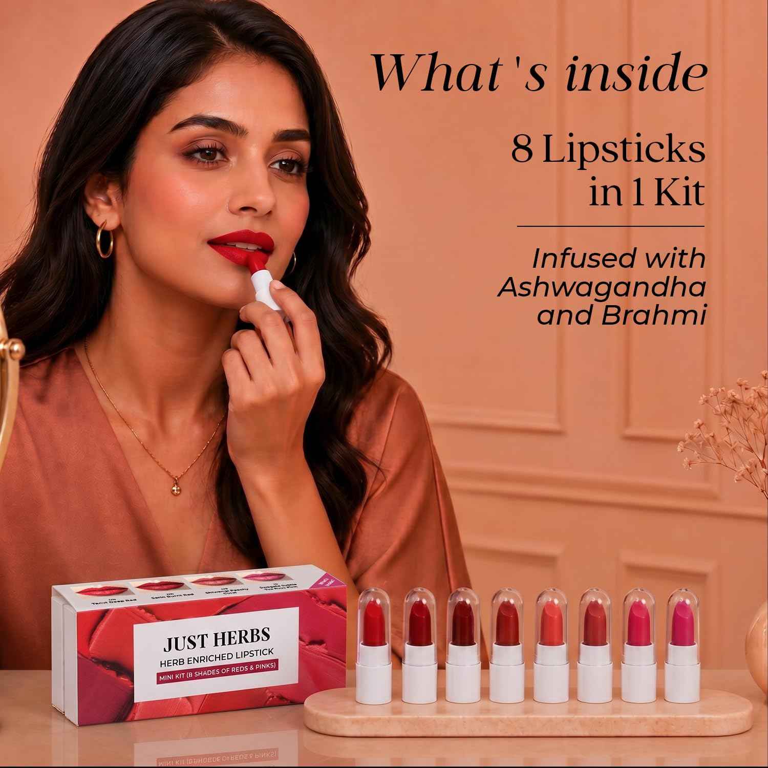 Buy Just Herbs Lipstick Kit (8 Shades of Reds & Pinks) (8 pc) - Purplle