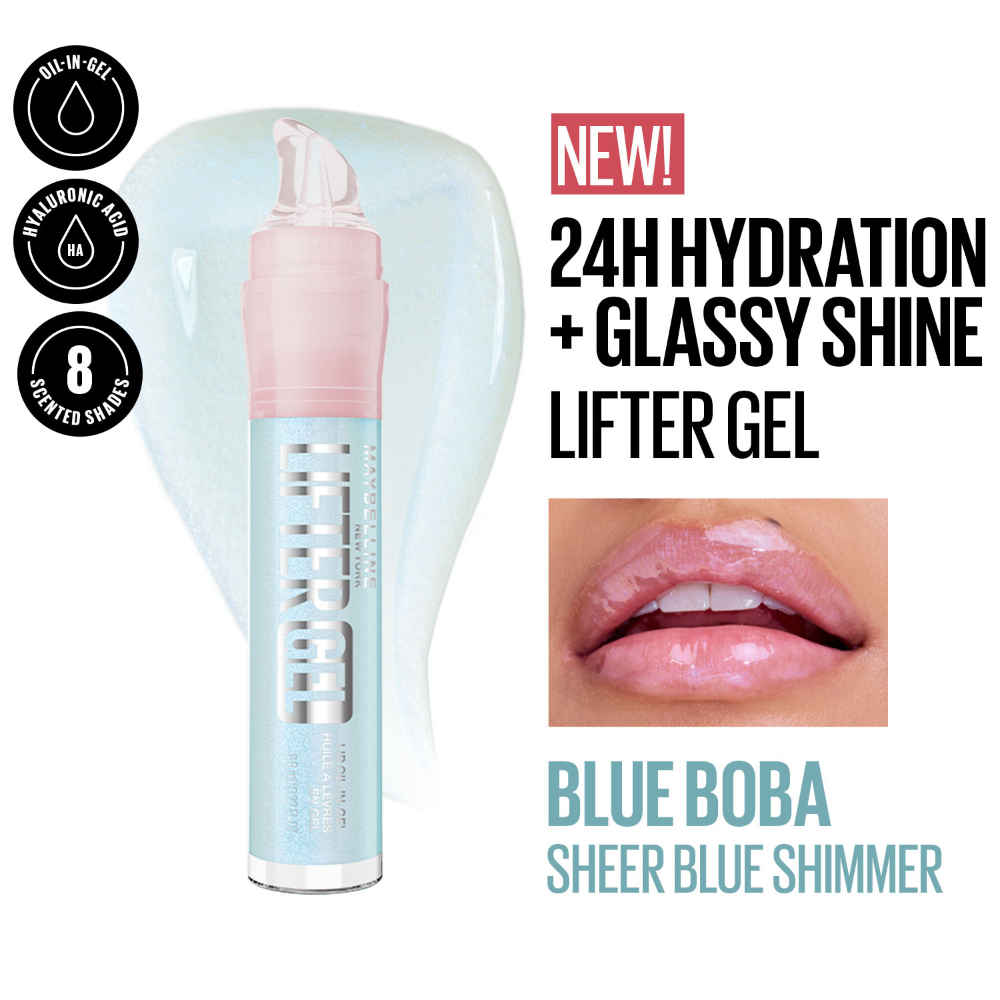 Buy Maybelline New York Lifter Gel Lip Oil In Gel, Glass-like shine, 24H Hydration, Blue Boba (6.6 ml) - Purplle