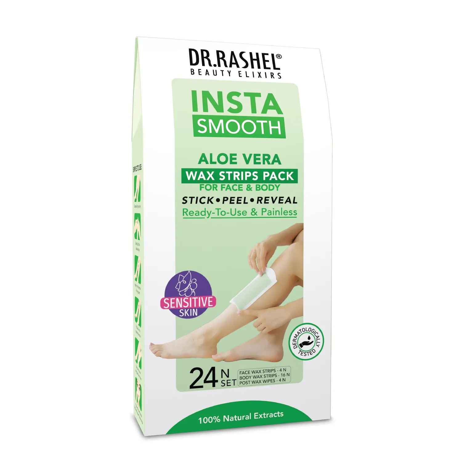 Buy DR.RASHEL Beauty Elixirs Insta Smooth Wax Strips Aloe Vera (24 pc) - Purplle