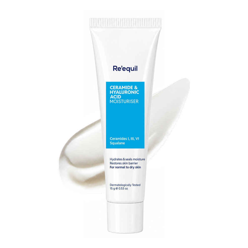 Buy Re'equil Ceramide & Hyaluronic Acid Moisturiser | Deep hydration for normal to dry, very dry skin | Strengthens skin barrier | Rich, creamy texture | (15 gm) - Purplle