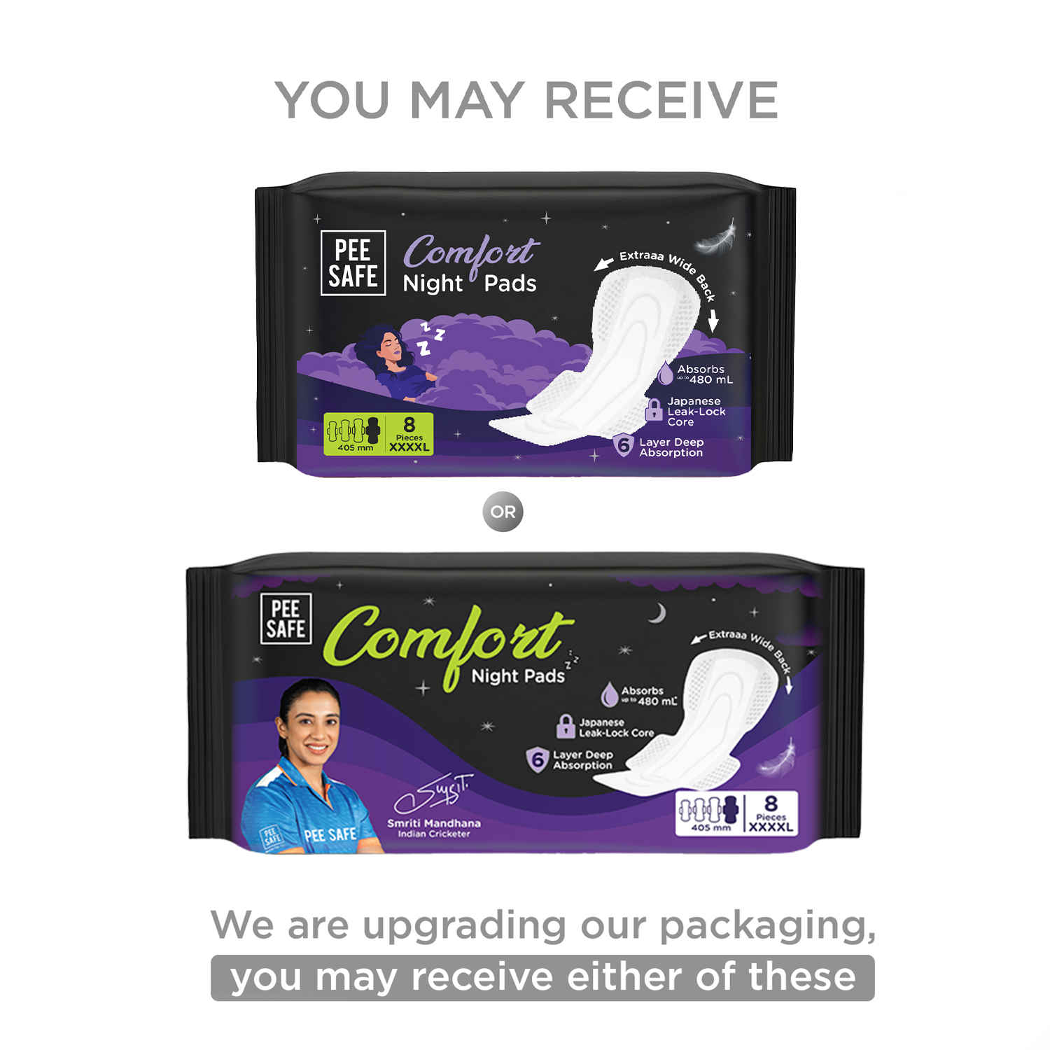 Buy Pee Safe Comfort All Night Pads | Extra Wide Back with Dual Wings | 6 Layer Deep Absorption | Japanese Leak-Lock Technology | Overnight Leak Free Protection | Extra Long 8 pc XXXXL (4 XL) - 405mm - Purplle