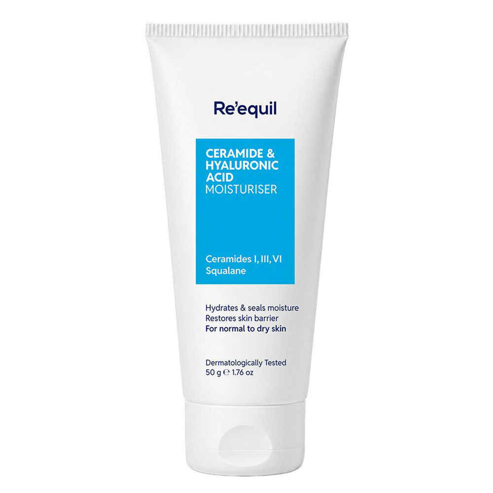Buy Re'equil Ceramide & Hyaluronic Acid Moisturiser | Deep hydration for normal to dry, very dry skin | Strengthens skin barrier | Rich, creamy texture (50 gm) - Purplle