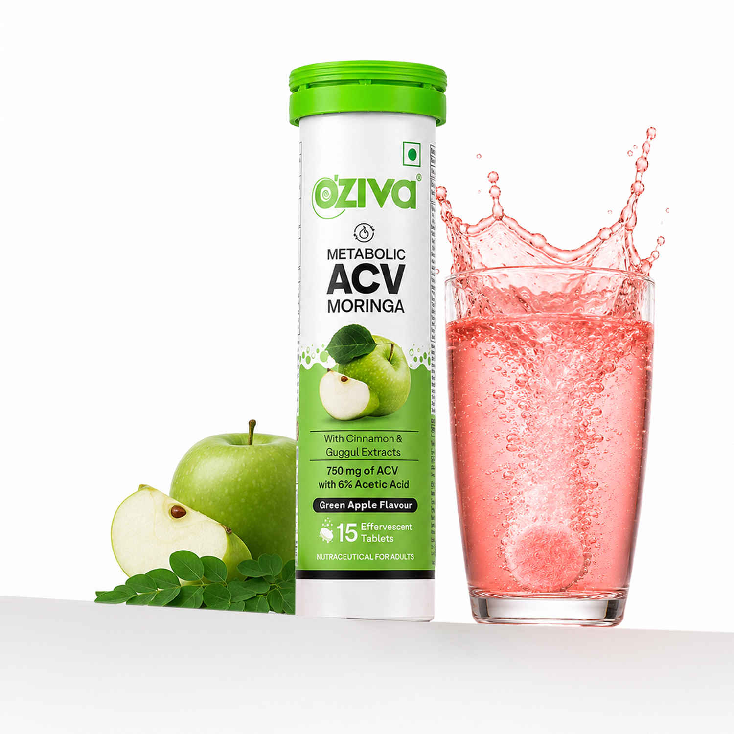 Buy Oziva ACV Moringa Tablets - Green Apple Flavour (Pack of 1) (15 pc) - Purplle