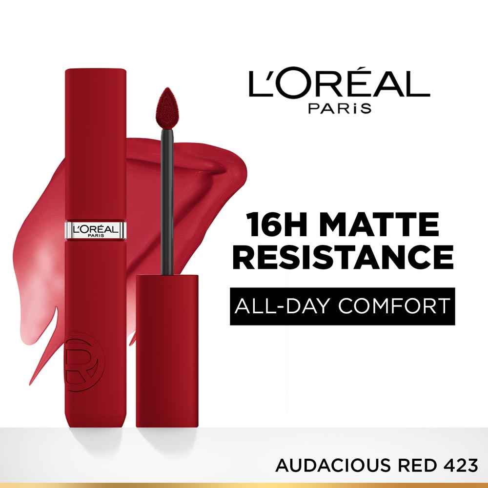 Buy L'Oreal Paris Infallible Matte Resistance Liquid Lipstick - 423 Audacious Red (5 gm) - Purplle