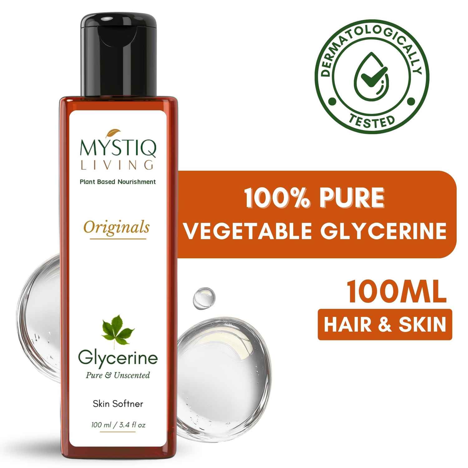 Buy Mystiq Living Glycerine - Plant Based (Pure and Unscented) | For Face Skin and Body Care -100 ml - Purplle