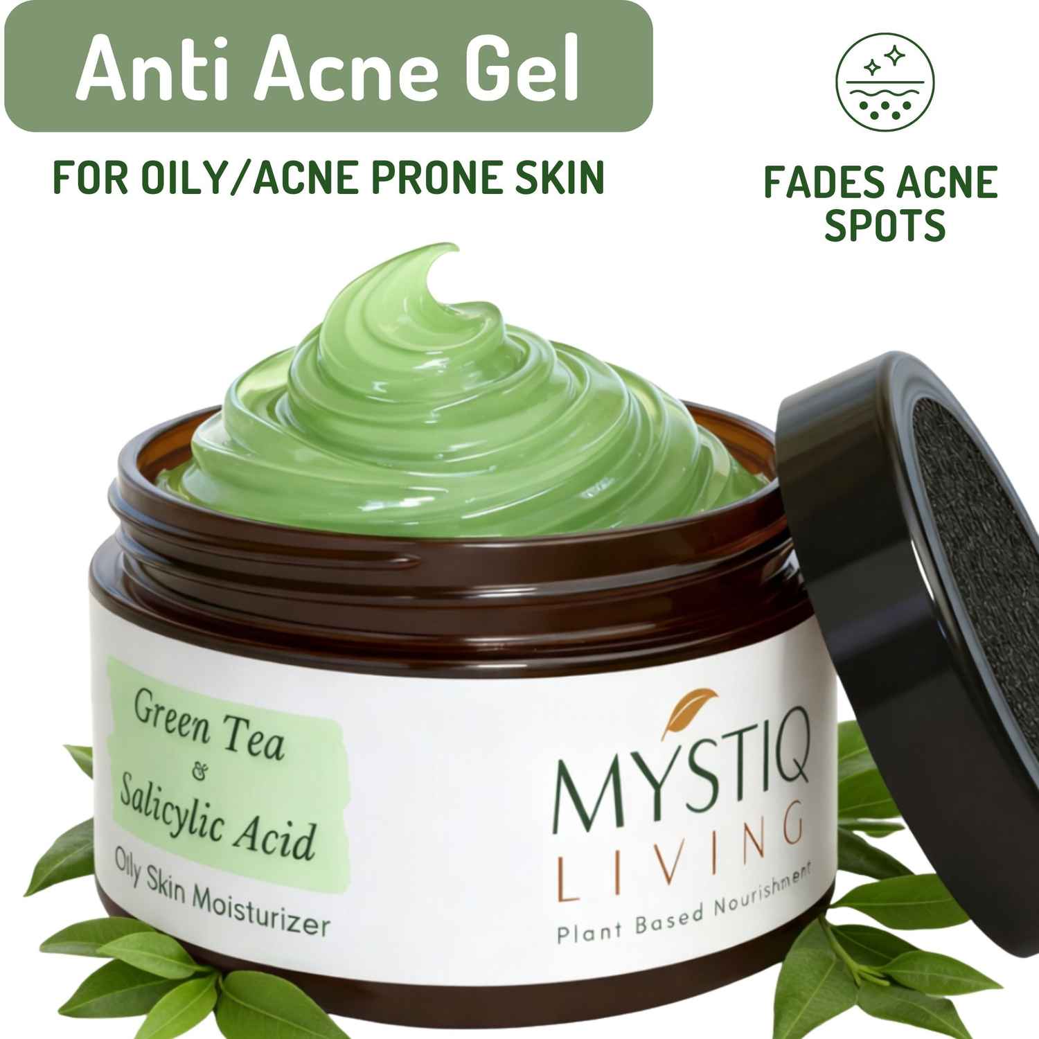 Buy Mystiq Living Anti Acne Gel Green Tea Clarity Acne Gel Cream (50 gm) Oily Skin Moisturiser, Pimple & Scar Removal, Skin Clarifying Day & Night Gel With Salicyclic Acid Tea Tree, For Women & Men - Purplle