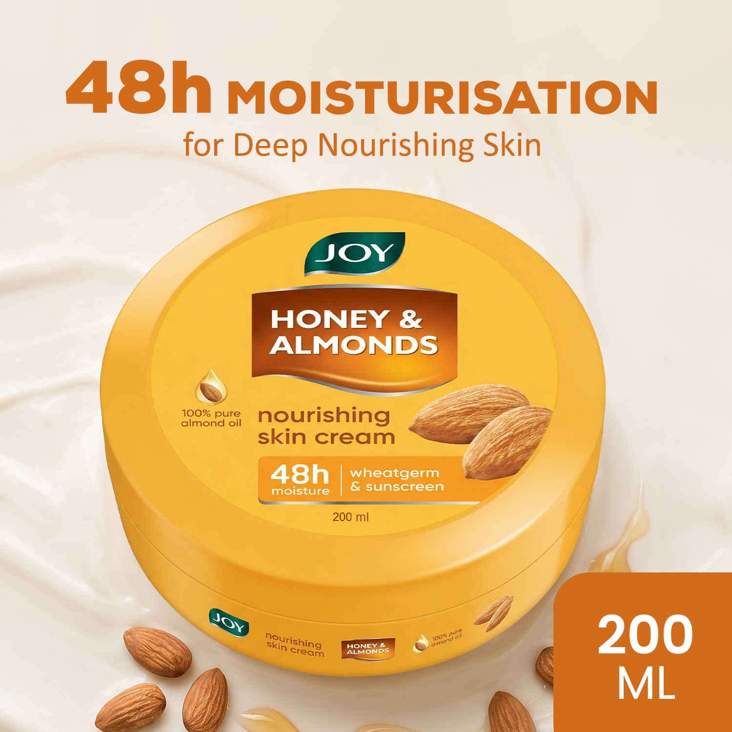Buy Joy Honey & Almonds Deep Nourishing Skin Cream (200 ml) | 48h Moisture | Skin Cold Cream with Natural Sunscreen For Glowing Skin | Protects for Dryness & Retains Natural Moisture Balance - Purplle