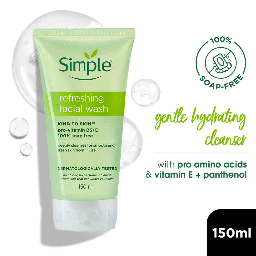 Buy Simple Kind To Skin Refreshing Face Wash (150 ml) | For All Skin Types | No Soap, No Added Perfume, No Harsh Chemicals, No Artificial Color, No Alcohol and No Parabens - Purplle