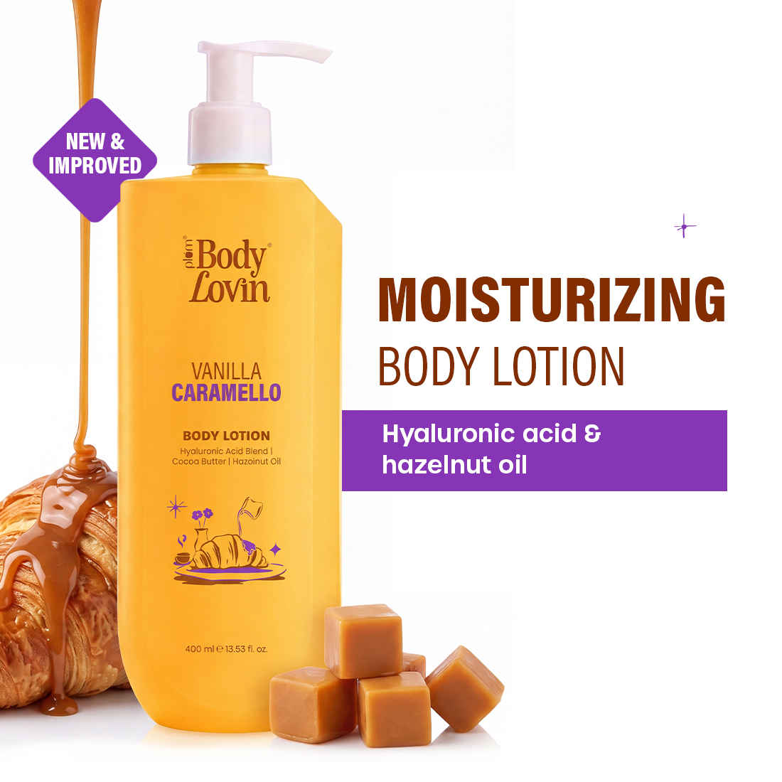 Buy Plum BodyLovin' Vanilla Caramello Body Lotion | Cocoa Butter & Vitamin B5 | Deep Moisturization | Non-Greasy | 400 ml - Purplle