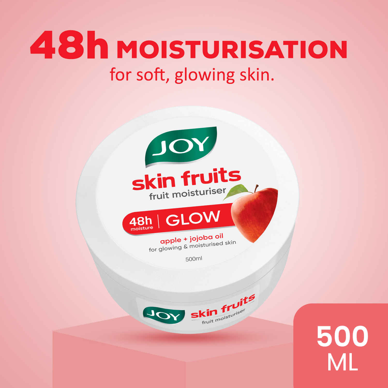 Buy Joy Skin Fruits Moisturizing Skin Cream With Apple, Jojoba & Almond Oil (500 ml) | 48h Moisture | Quick Absorbing & Non Sticky Moisturizer for Face, Hands & Body | For Healthy, Soft & Glowing Skin - Purplle