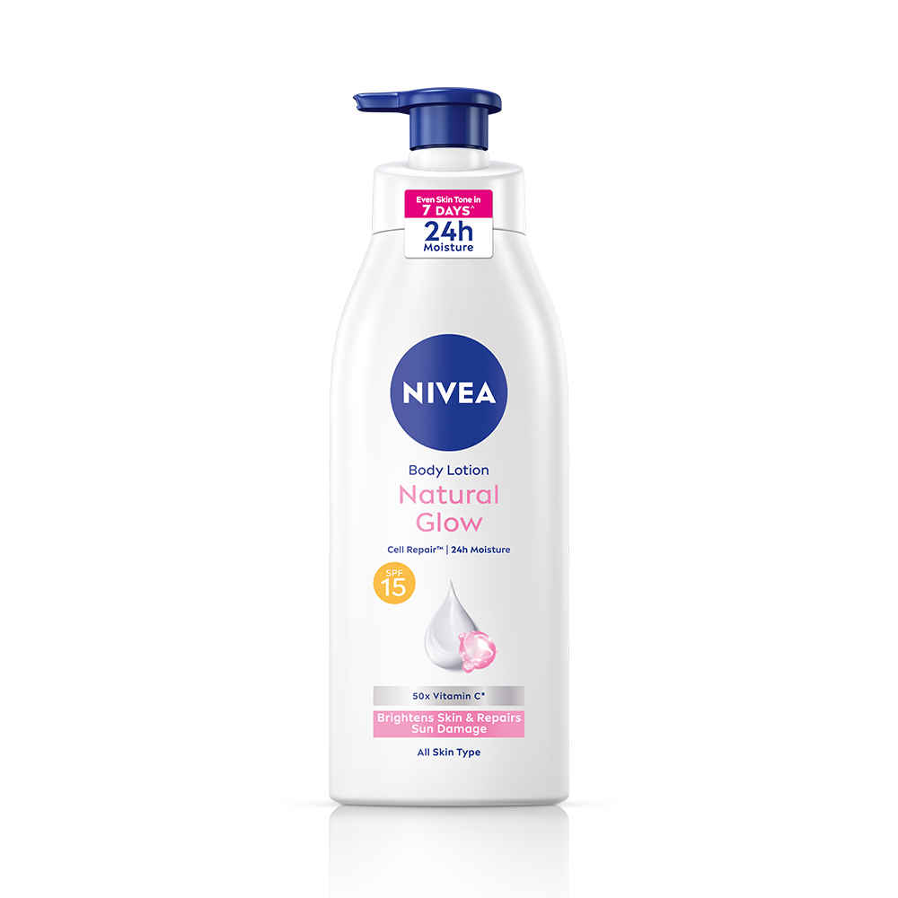 Buy Nivea Body Lotion, Natural Glow Cell Repair SPF 15, For All Skin Types (400 ml) - Purplle