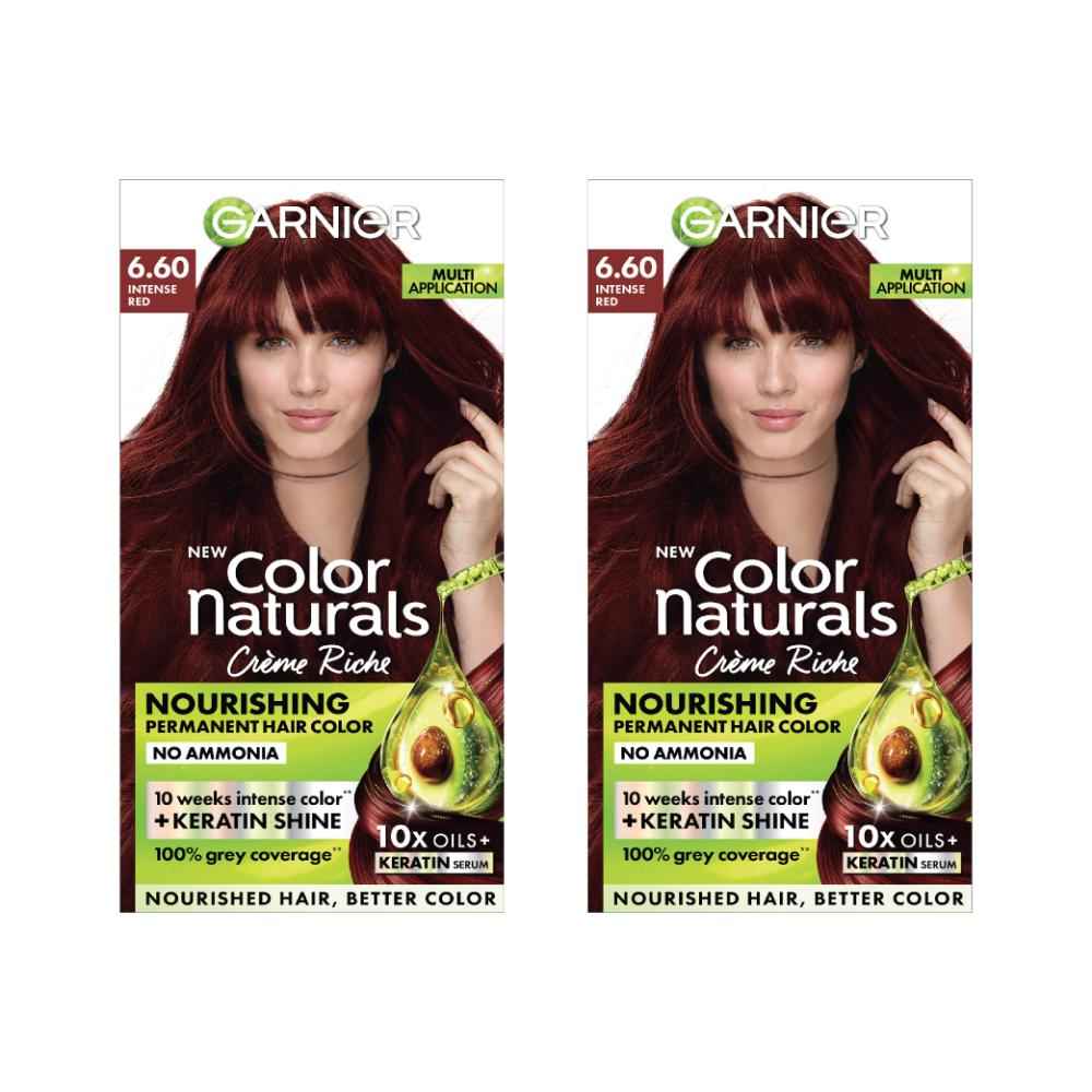 Buy Garnier Color Naturals Shade 6.60 Intense Red Hair Color with Keratin - Permanent & Ammonia Free (70 ml + 60 gm) (Pack of 2) - Purplle