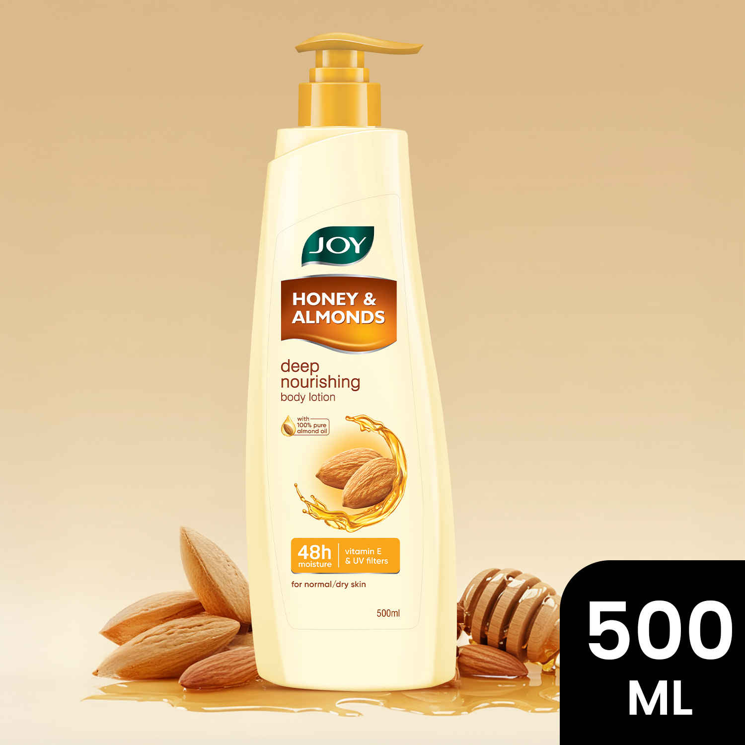 Buy Joy Honey & Almonds Advanced Nourishing Body Lotion (500 ml) | Enriched With Shea Butter | Long Lasting 48 hours Moisture | Natural Sunscreen Filters | Suitable for Normal to Dry Skin - Purplle
