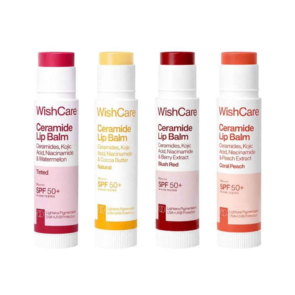 Buy Wishcare Ceramide Lip Balm with SPF50 PA+++ - Kojic Acid & Niacinamide -For Lip Lightening - 4 Shades - Combo of 4 - Purplle