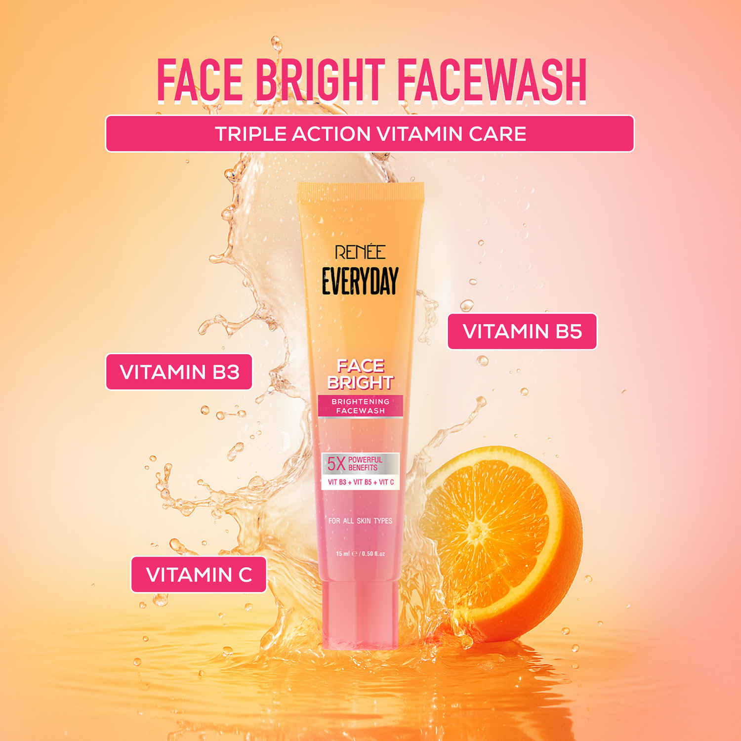 Buy Renee Everyday Face Bright Daily Skincare Kit With Face Wash, Face Scrub, Serum In Cream & Sunscreen (4 pc) - Purplle