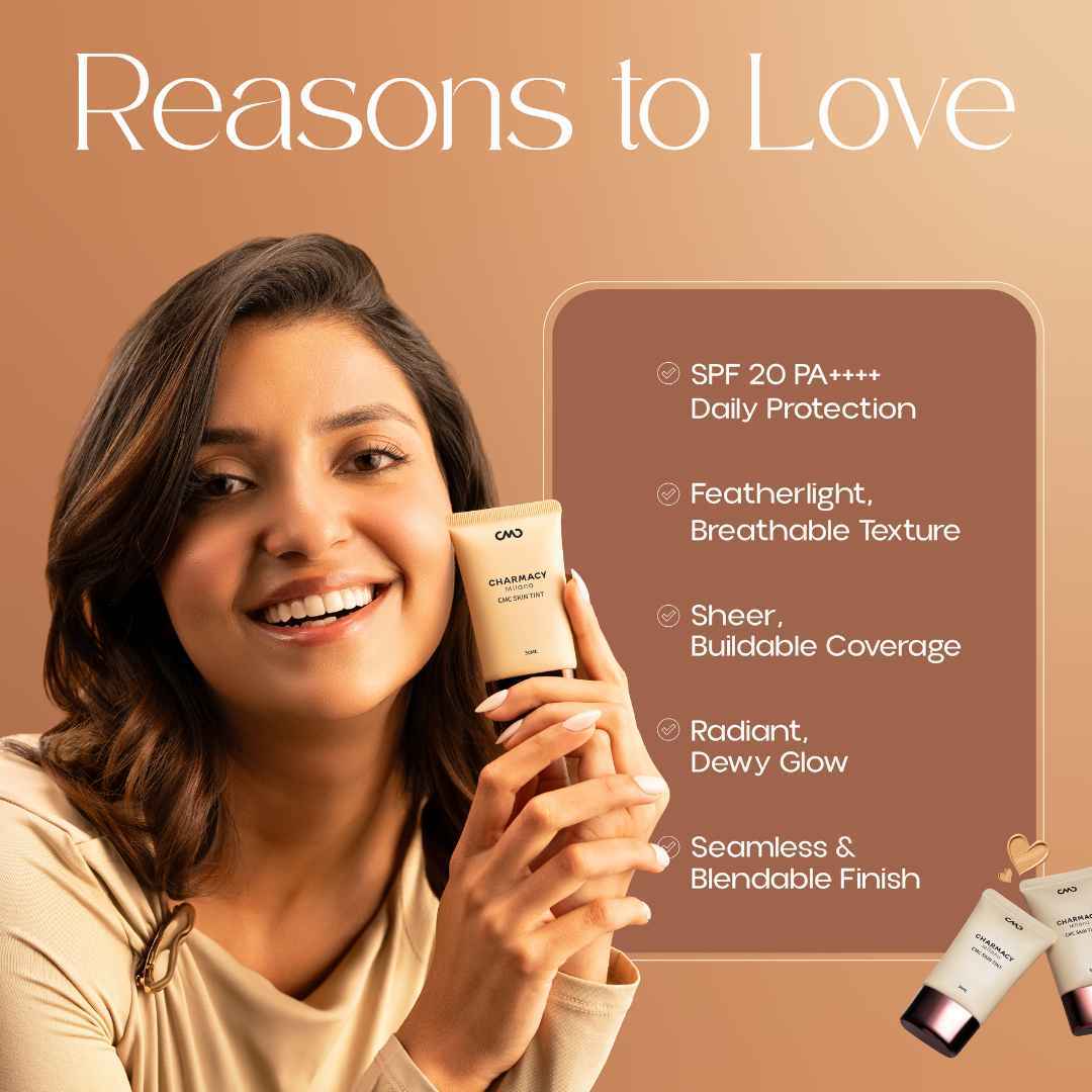 Buy Charmacy Milano CMC Skin Tint Foundation - 2 - SPF 20, Lightweight, Tinted Moisturiser, Dewy Finish, Vegan (30 ml) - Purplle