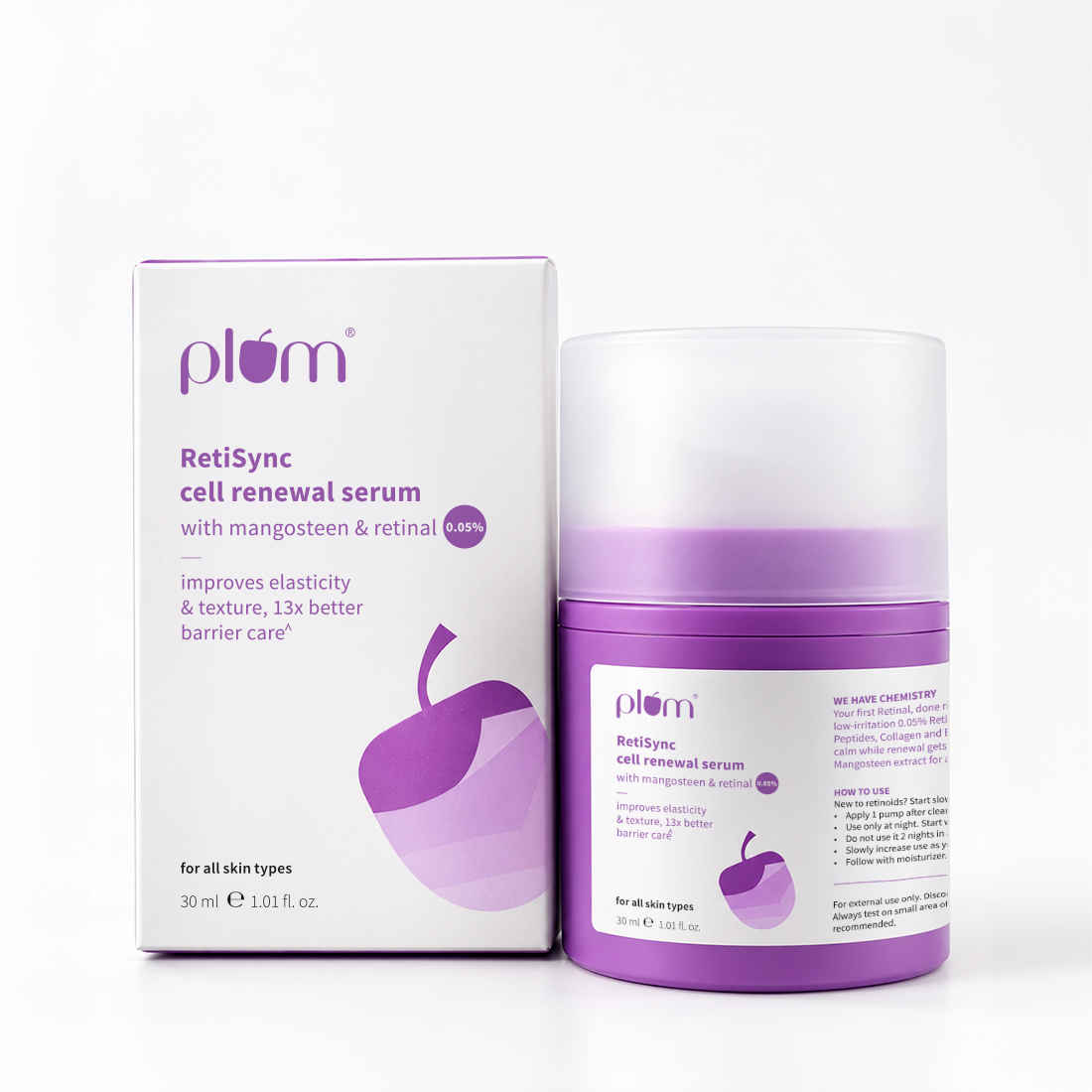 Buy Plum RetiSync Anti-Aging 0.05% Retinal Night Serum for beginners | Reduces fine lines with peptides & collagen (30 ml) - Purplle