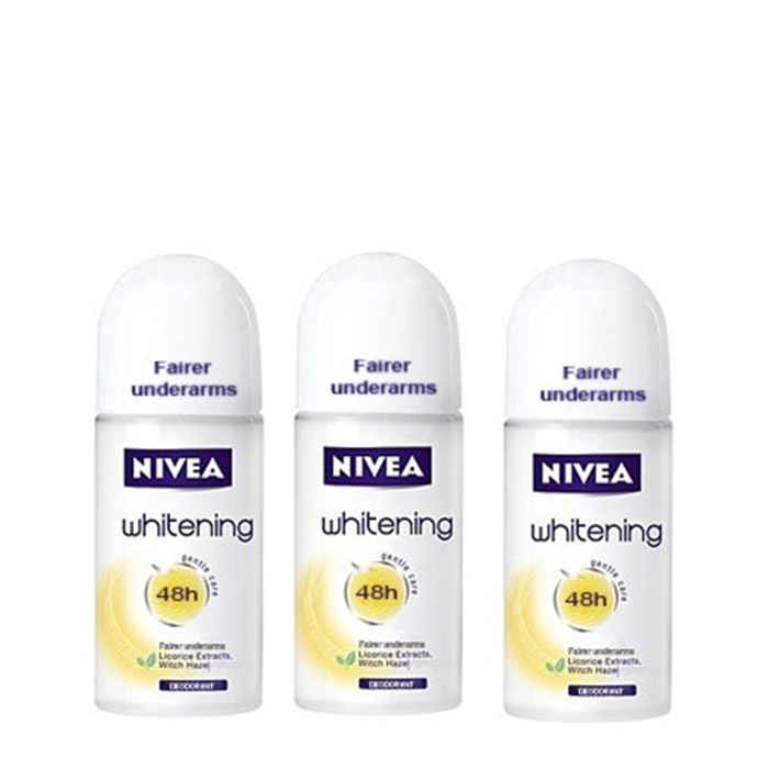 Buy Nivea Whitening Deodorant Anti Perspirant Roll On (50 g) (Pack of 3) - Purplle