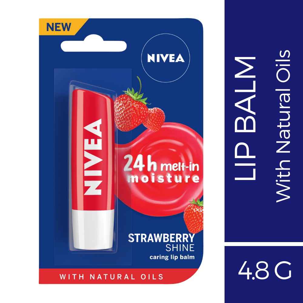 Buy Nivea Lip Balm, Fruity Strawberry Shine (4.8 g) - Purplle