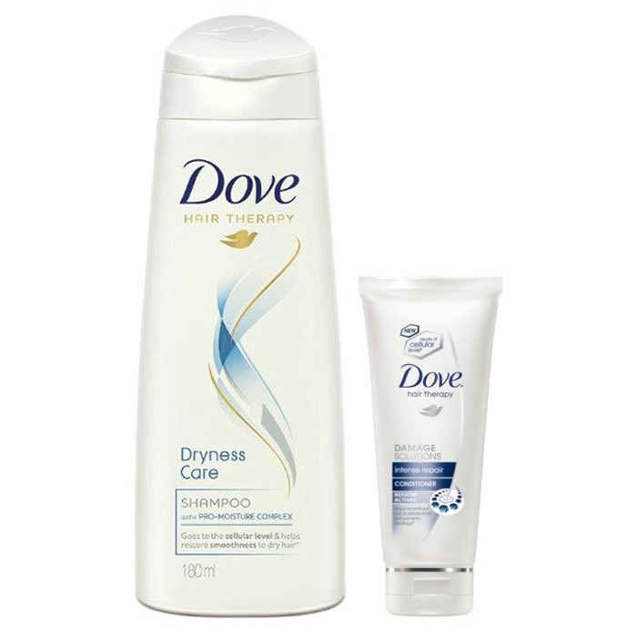 Buy Dove Hair Therapy Dryness Care Shampoo (180 ml) + (Free) Dove Hair Therapy Intense Repair Conditioner (40 ml) - Purplle