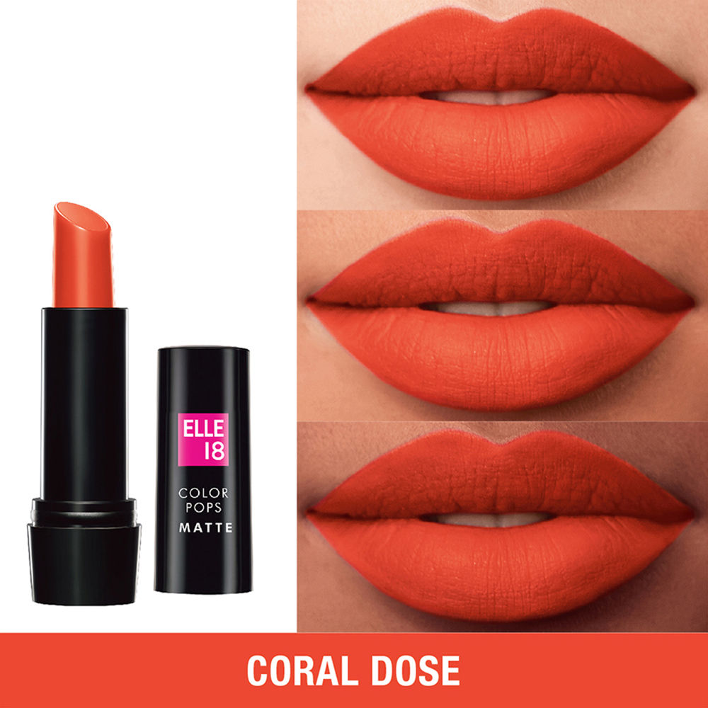 Buy Elle 18 Color Pop Matte Lip Color - Coral Dose (4.3 g) - Purplle