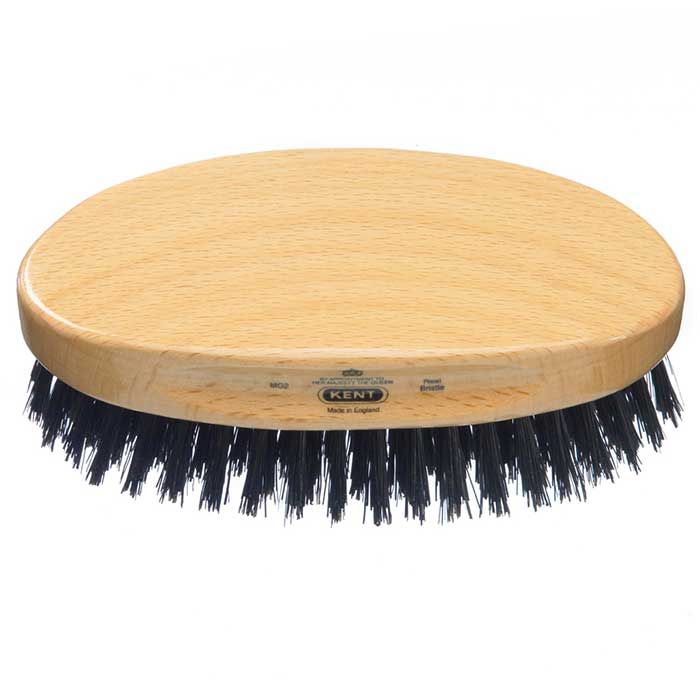 Kent Mg2 Oval Beechwood Black Pure Bristle Luxury Military Brush For Fine & Thinning Hair