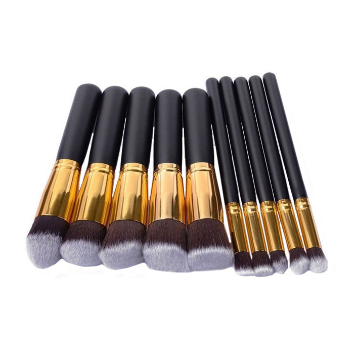 Kabuki 10 Piece Premium Makeup Brush Set with Storage Pouch