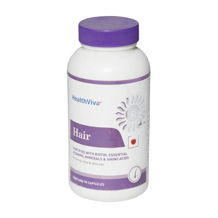 HealthViva Hair With Biotin 90 Capsules Unflavoured