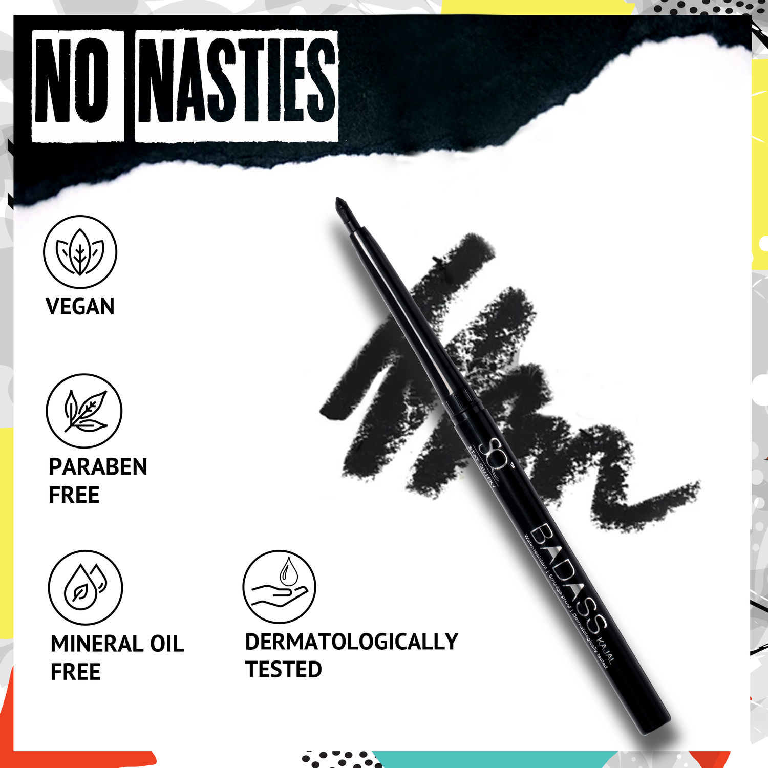 Stay Quirky Kajal Black BadAss (0.25 g) - Purplle