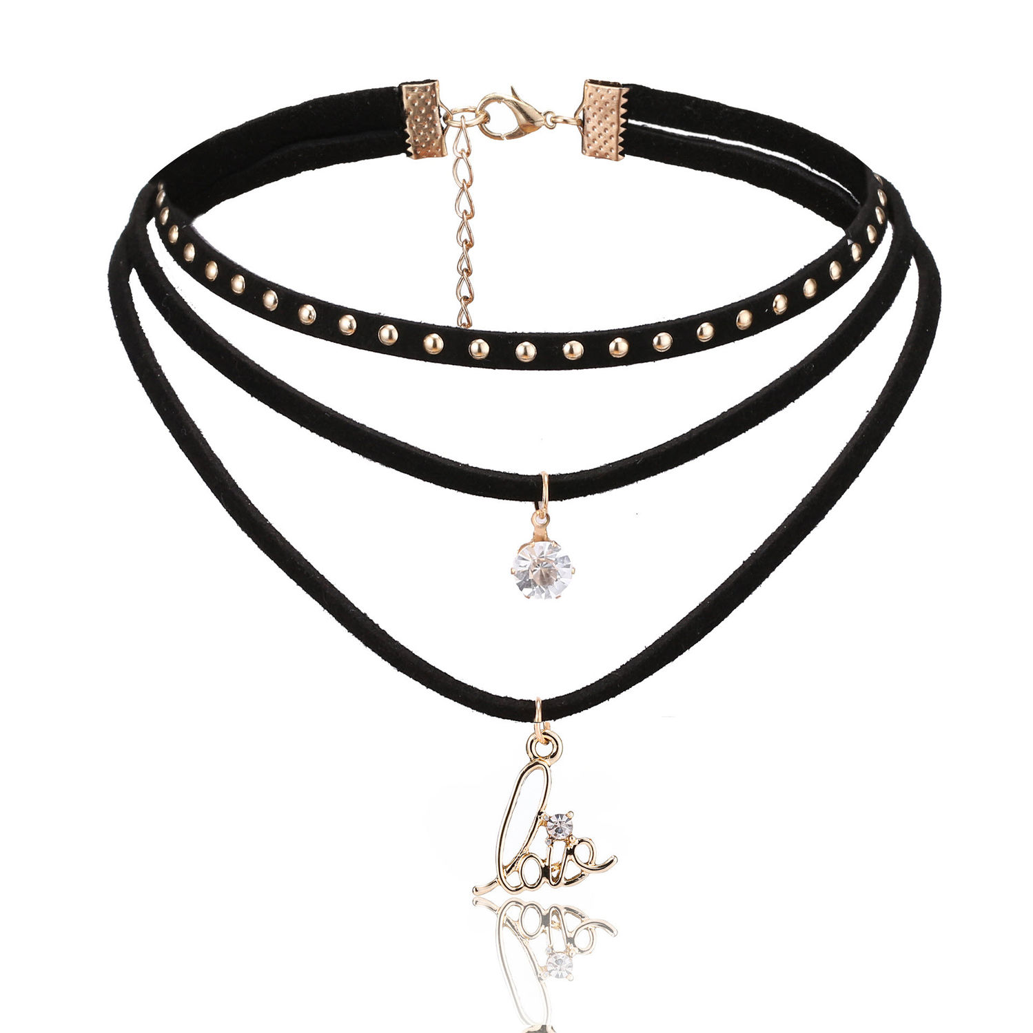 Crunchy Fashion Love Pendant Multi Layer Choker Necklace
