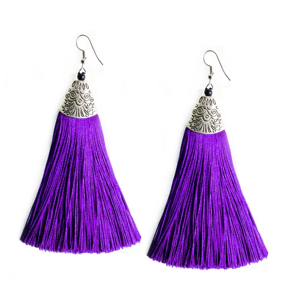 German Silver Afghani Long Tassel Yellow Meena Chand Dangler Earring for  Women and Girls at Rs 50/pair | Fashion Earrings in Ghaziabad | ID:  22208085588