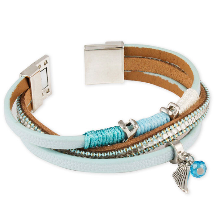 Retired Pandora Light Blue Double Leather Bracelet :: Pandora Bracelets  590734CBL-D :: Authorized Online Retailer