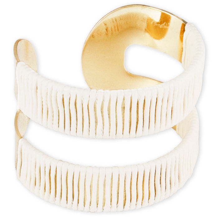 Gold plated two layer solid white bracelet -