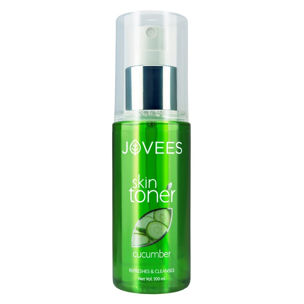 Jovees Herbal Cucumber Skin Toner | Toner for Oily, Sensitive and Acne Prone Skin | Pore Tightening and Glowing Skin| 100% Natural | For Noraml to Oily Skin | Paraben and Alcohol Free (100 ml)