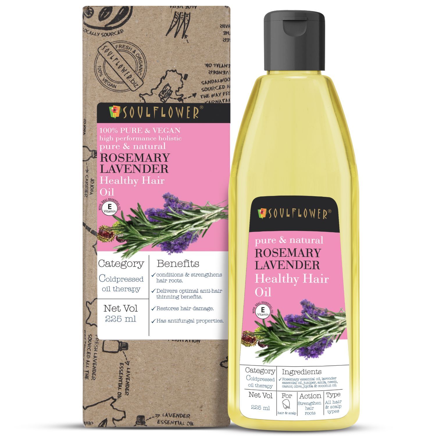 Buy Soulflower Rosemary Lavender Healthy Hair Oil (225 ml) Online Purplle