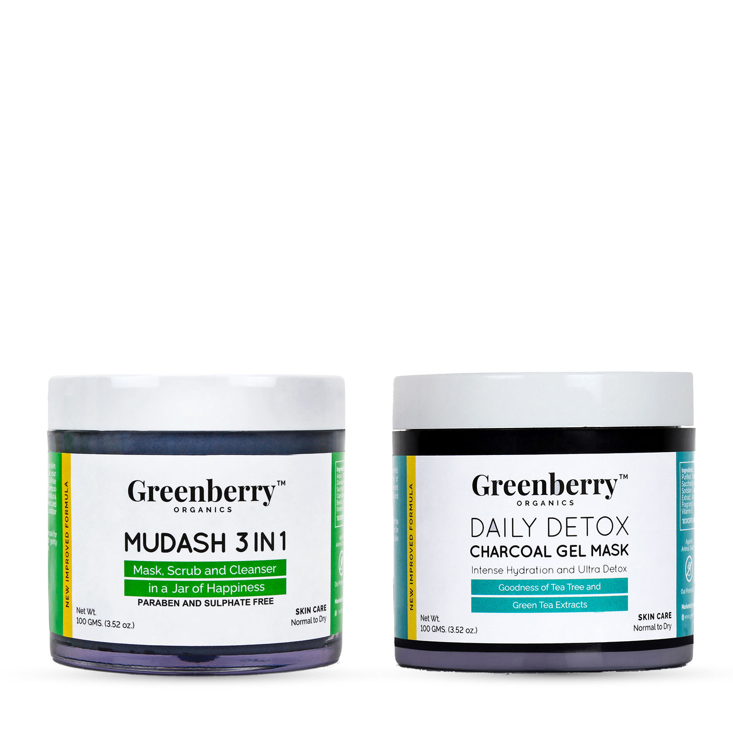 Greenberry Organics Mud Ash 3 IN 1 Face Care & Daily Detox Charcoal Gel