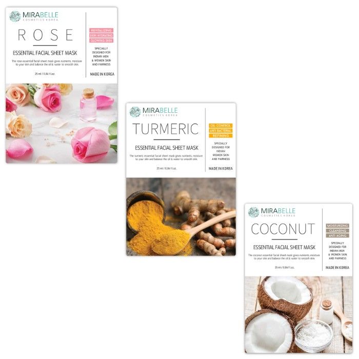 Buy Mirabelle Korea Essential Facial Sheet Mask (Rose, Turmeric