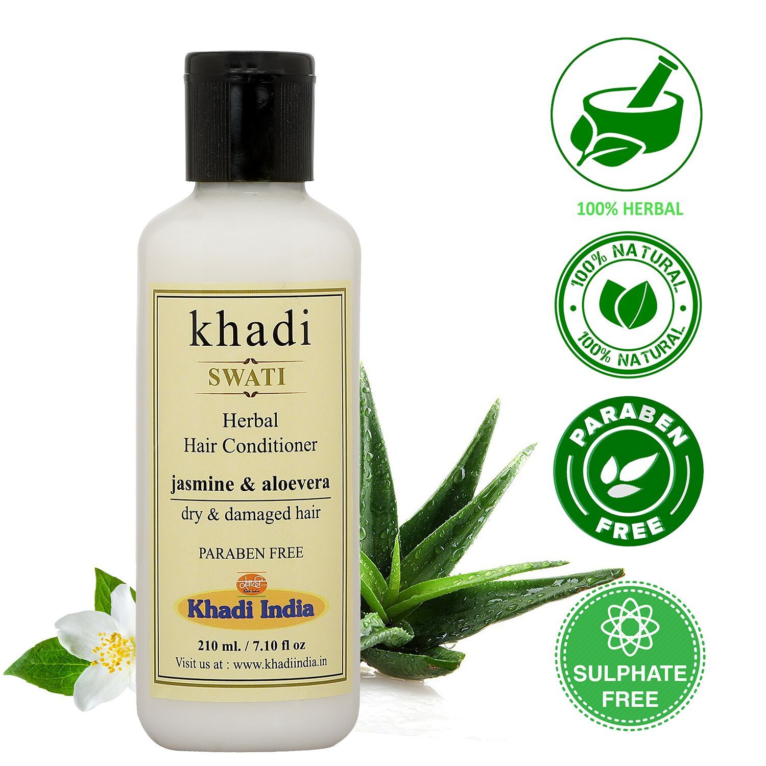 Khadi Herbal Hair Conditioner With Jasmine & Aloevera (210 ml)
