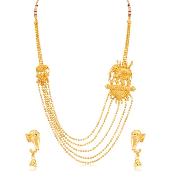 Sukkhi Alluring 5 String Bahubali Inspired Gold Plated Necklace Set