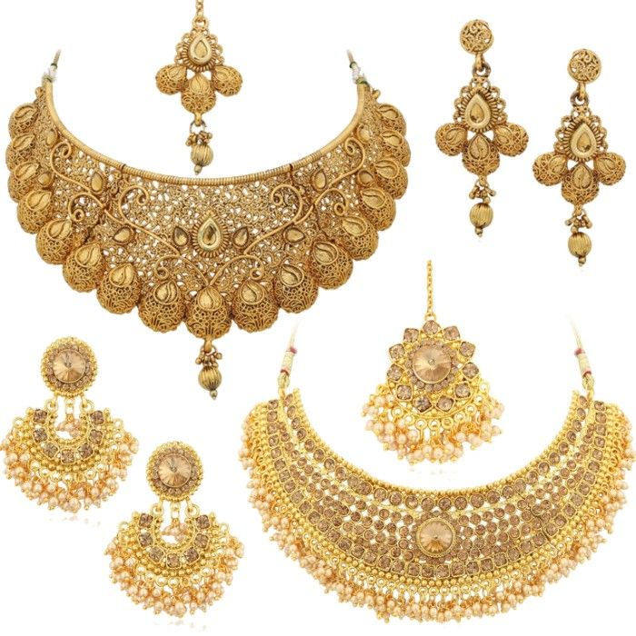 Sukkhi Glamorous Gold Plated Choker Necklace Set Combo For Women Cb73381 