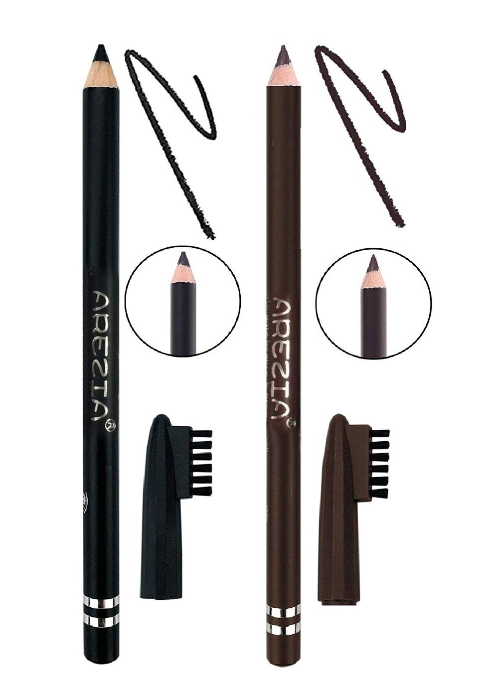 Buy Arezia Waterproof Eyebrow Pencil With Brush Black Dark Brown Online Purplle 