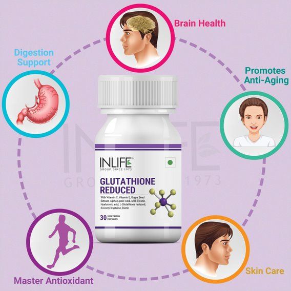 Reviews of INLIFE L Glutathione Reduced Supplement Vitamin C Milk Thistle Grape Seed Extract Biotin Skin Whitening Men Women 1000mg