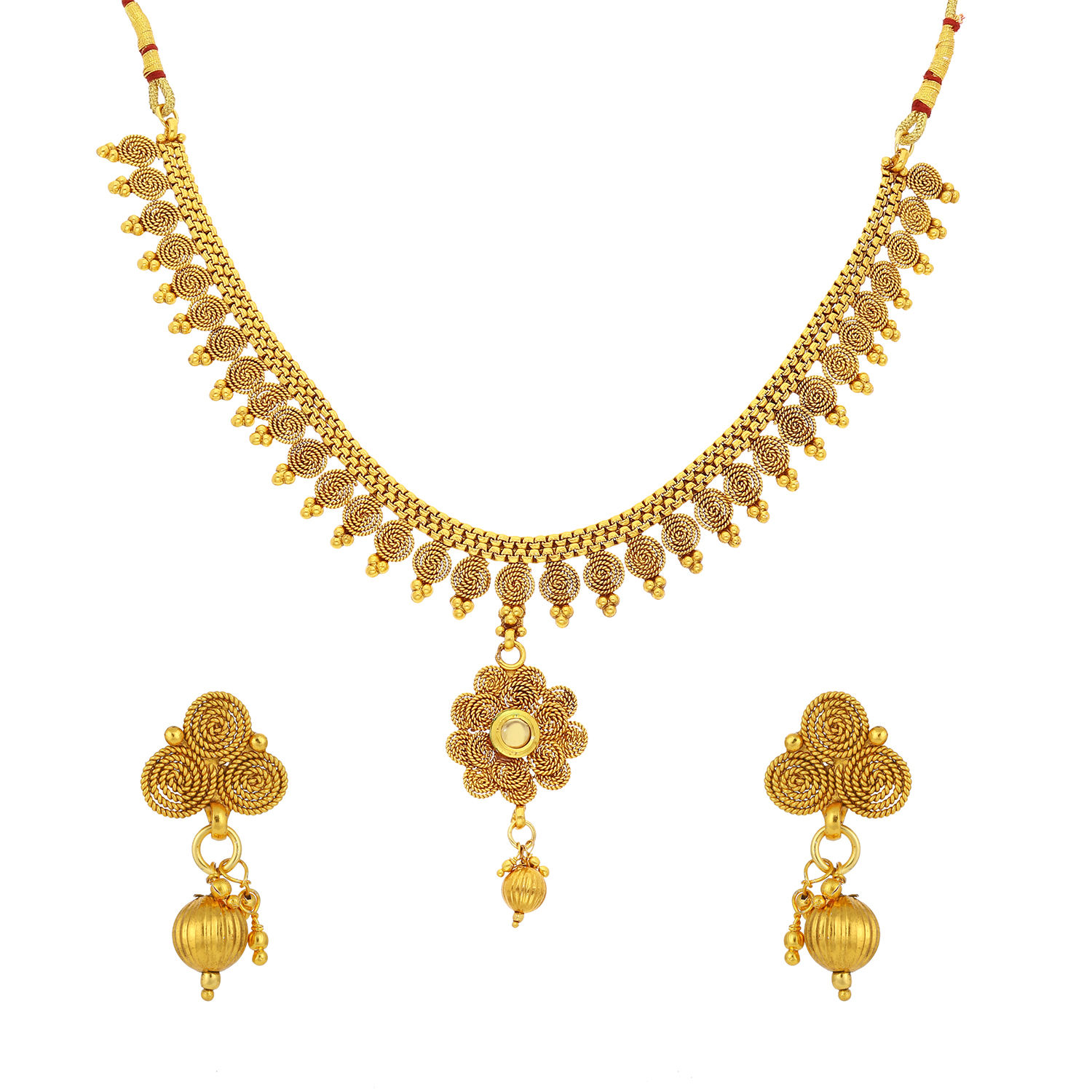 Sukkhi Fascinating Gold Plated Jalebi Choker Necklace Set For Women N79901