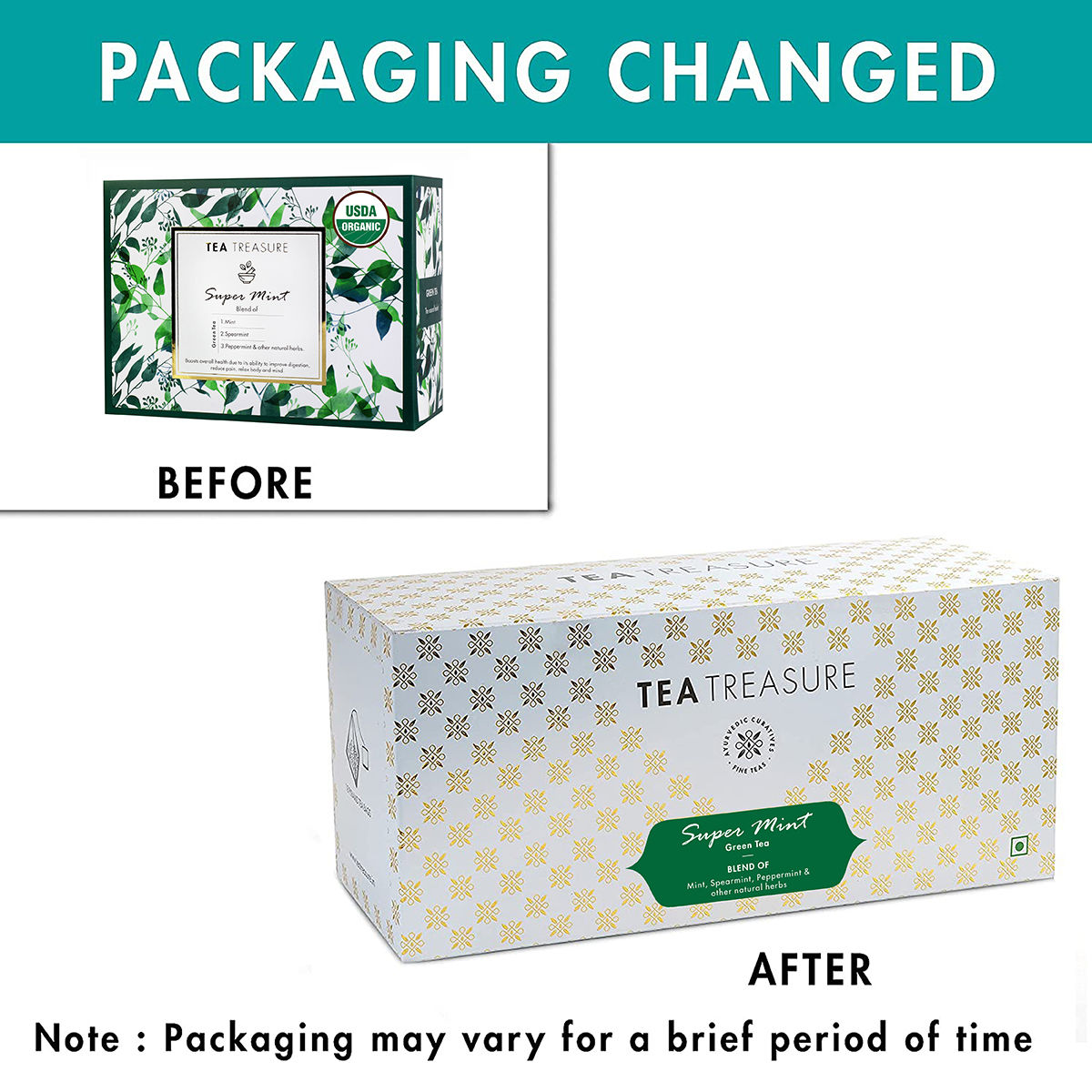 Buy Tea Treasure Super Mint Green Tea - Antioxidants Rich, Refreshing Tea - 1 Teabox (18 Pyramid Tea Bags) - Purplle