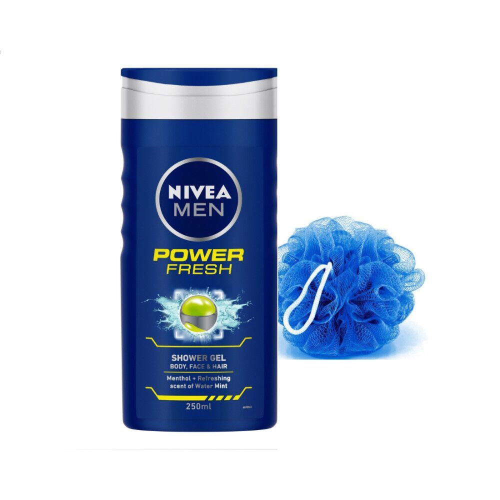 Nivea Men Power Refresh Shower Gel With Free Loofah (250 ml)