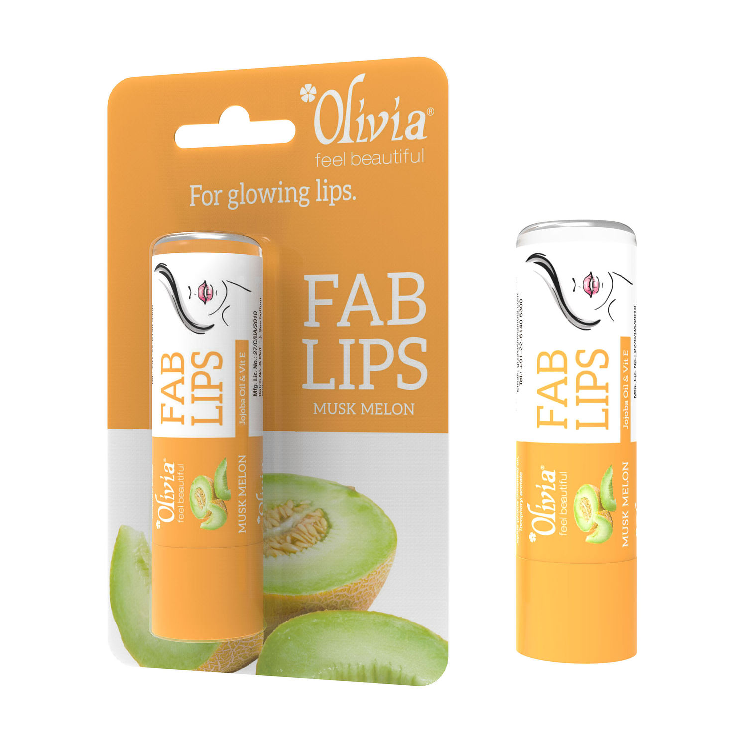 Buy Olivia Musk Melon Fab Lip Balm Jojoba Oil & Vitamin E for Glowing Lips (4.3 g) - Purplle