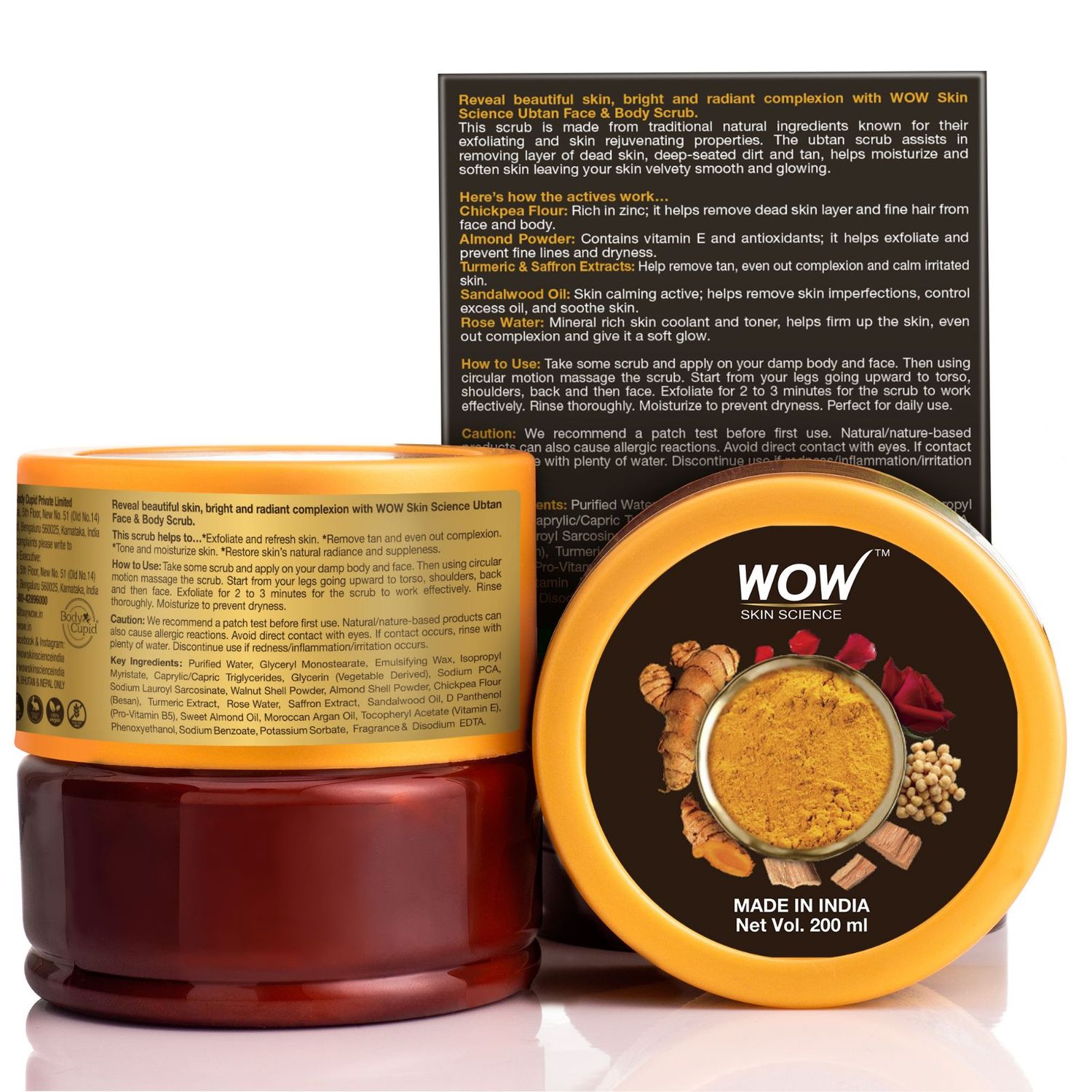 WOW Skin Science Ubtan Face & Body Scrub (200 ml)